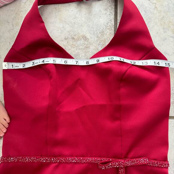 Alexia Designs Red Halter Beaded Bow Top size Formal Holiday Wedding Valentines - Picture 6 of 11